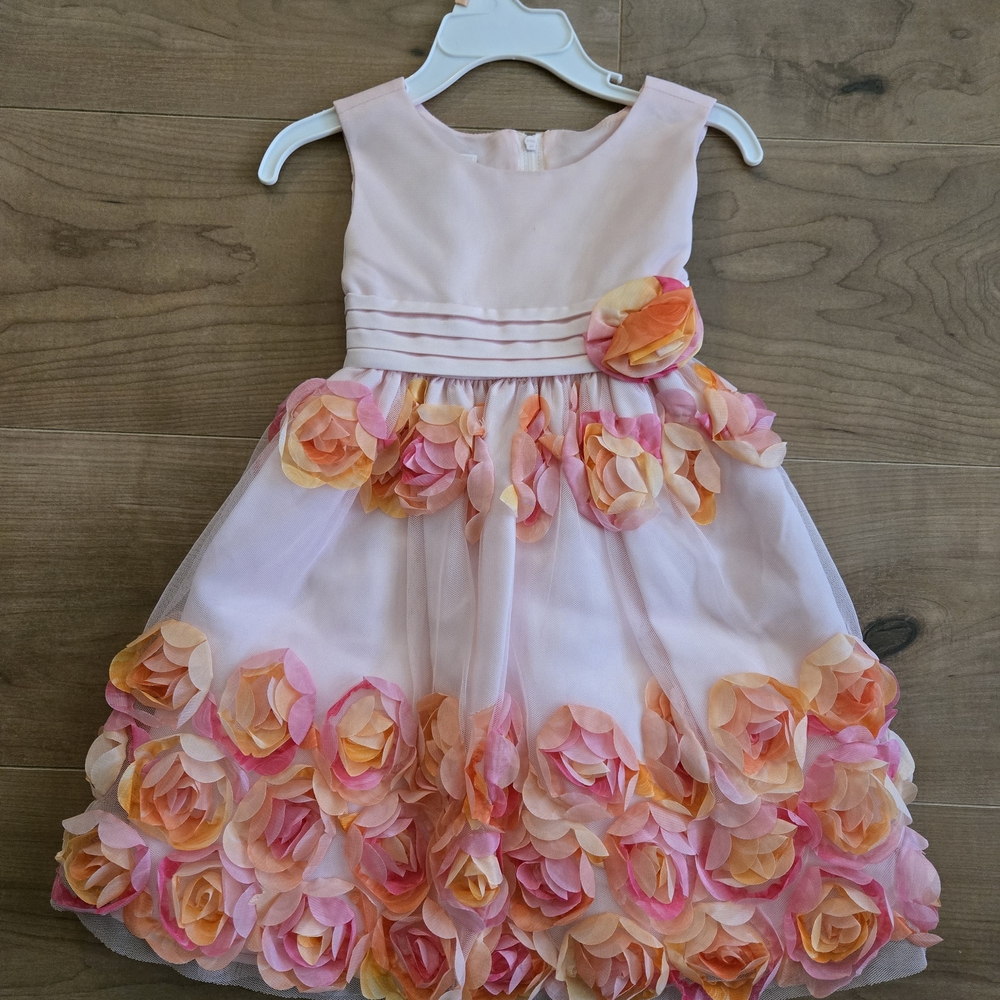 Bonnie Jean White and Pink Sleeveless Sundress for Weddings